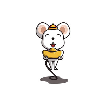 cute rat vector carries a chinese gold.