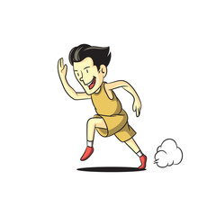 man running with retro cartoon style