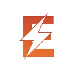 Letter E thunder power shape logo icon. Electrical Icon logo concept.