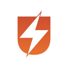 Letter U thunder power shape logo icon. Electrical Icon logo concept.