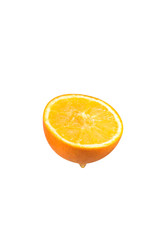 A half cut orange on  white background.
