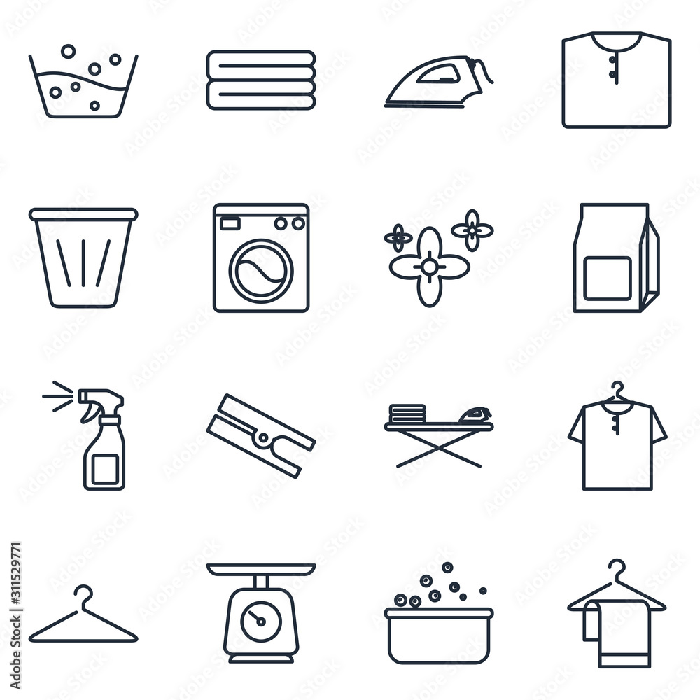 Aufkleber laundry set icons template color editable. laundry symbol vector sign isolated on white background i