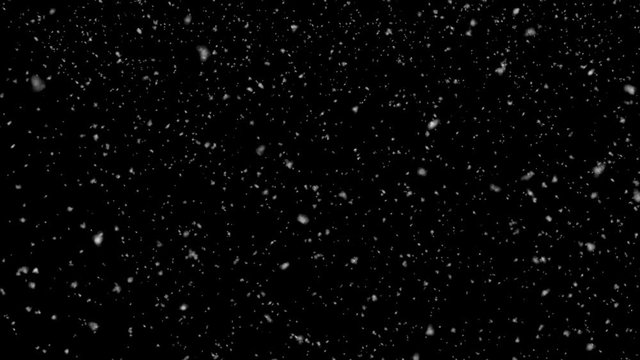 Falling snow on a black background. Realistic large and small snowflakes on the wind