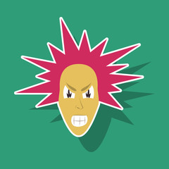 paper sticker on theme evil face
