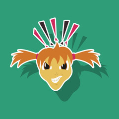 paper sticker on theme evil face