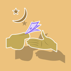 paper sticker on theme Arabic business transfer of money