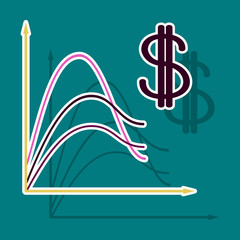 paper sticker on theme Arabic business dollar chart