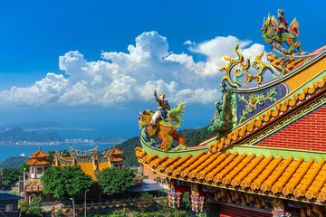 Roof of temple in Jiufen old street, Taiwan