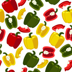Fototapeta premium Seamless pattern with sweet peppers. Vector graphics.