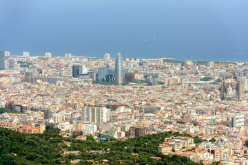Fototapeta na wymiar High angle view of Barcelona city, Catalonia, Spain.