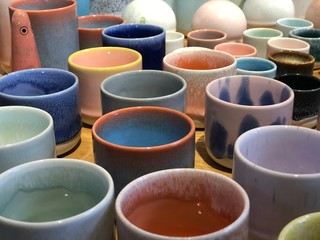 colorful clay pots