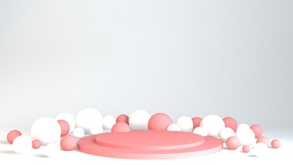 3d render of party design composition. Abstact 3d geometric shapes backdrop for holiday concept. 3d pink background.