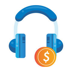 earphones audio device with coin money