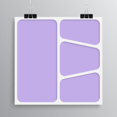 Vector empty collage board four images, photo