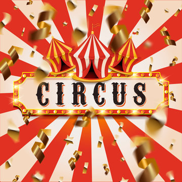 Vintage circus banner. Carnival tent	