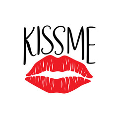 kiss me with lip print valentine theme graphic design vector for greeting card and t shirt making