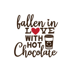 fallen in love with hot chocolate valentine theme graphic design vector for greeting card and t shirt print