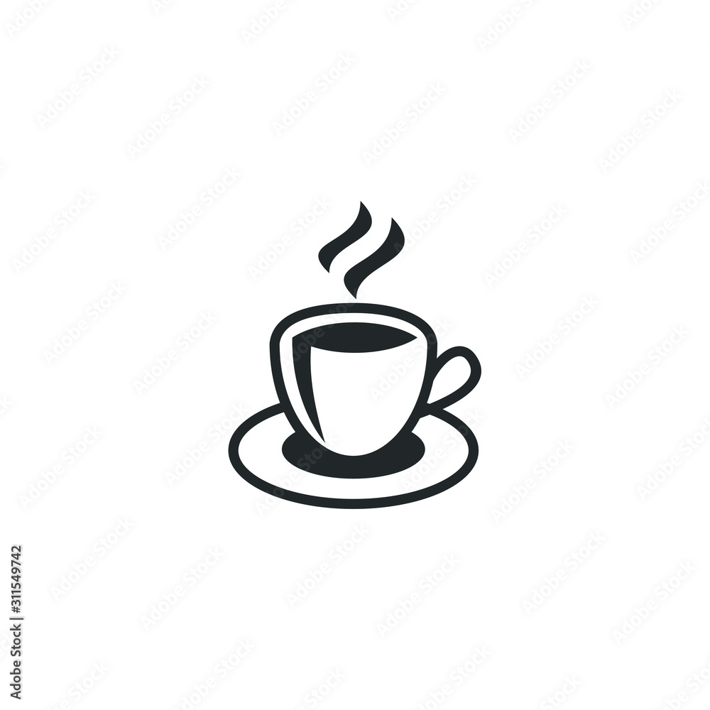 Aufkleber cup of coffee mug icon template color editable. cup of tea symbol vector sign isolated on white background illustration for graphic and web design.