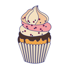 sweet cupcake icon, flat and colorful design