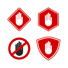 Obraz premium Adblock or red stop icon template color editable. Stop hand symbol vector sign isolated on white background illustration for graphic and web design.