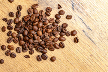 Roasted Coffee beans on wood