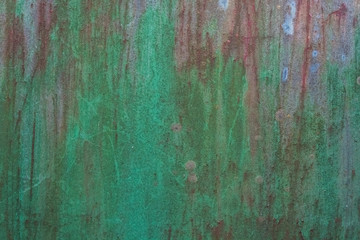 Rusty metal painted texture background. Green color.