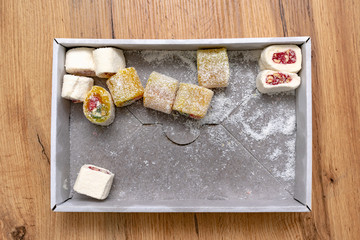 Turkish delight in a cardboard box