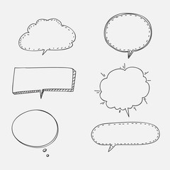 speech bubbles doodle Hand drawn set line art vector illustration