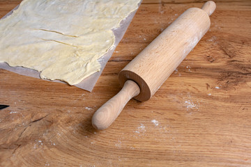 Baker making puff pastry baking