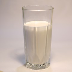 Glass and white milk inside the glass on a white background side view