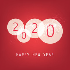 Best Wishes - Simple Red and White New Year Card, Cover or Background Design Template with Numerals - 2020