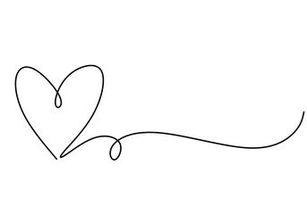 Coeur un symbole de dessin au trait de l& 39 amour. Illustration de minimalisme de croquis dessiné main continue de vecteur isolé sur fond blanc.