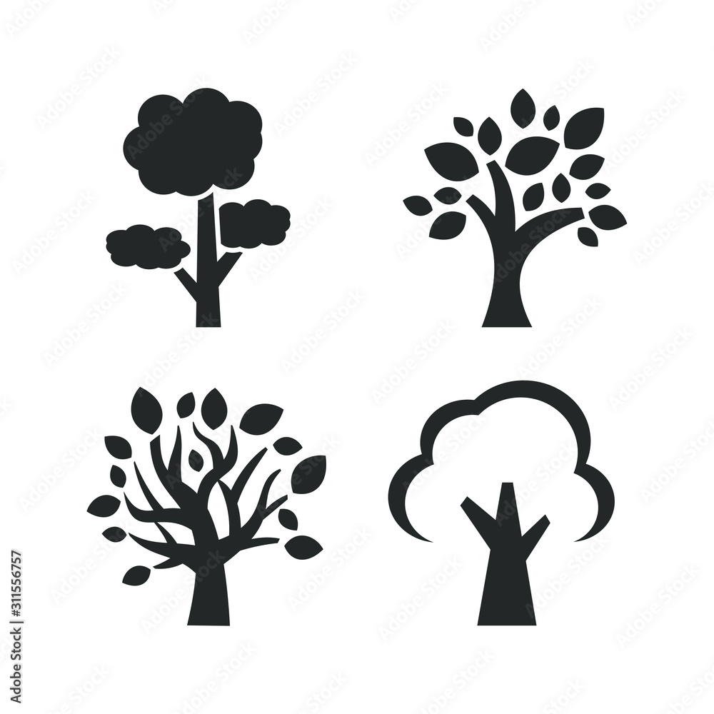 Aufkleber Tree icon template color editable. Tree symbol vector sign isolated on white background illustration for graphic and web design.