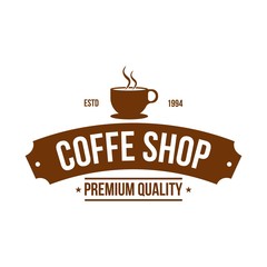 Coffee shop logo design template. Retro coffee emblem. Vector art.