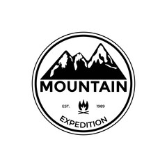 Mountain Design Element in Vintage Style for Logotype, Label, Badge and other design. Adventure retro vector illustration.