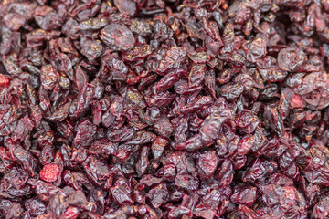 Delicious dried cranberries close-up. Background, texture. sugar free.