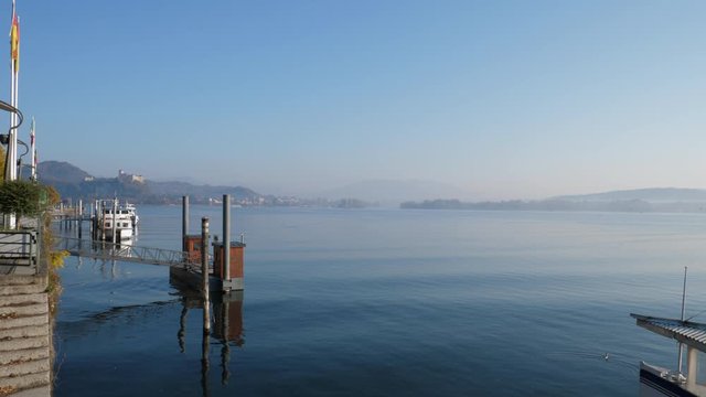 Arona, Lake Maggiore, Italy. Lakeside views and walkthrough