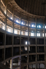 decorated columns and arches in the Indian temple under construction.