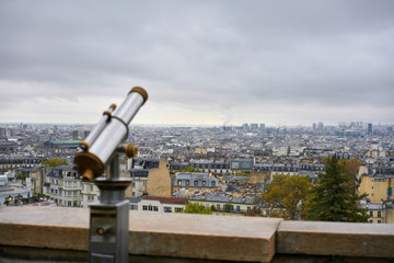 Fototapeta na wymiar A platform for viewing the panoramas of the city on the hill of Montmartre