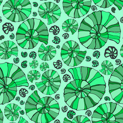 seashell seamless green pattern