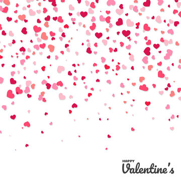 Colorful confetti paper heart shaped vector Isolated from white background.