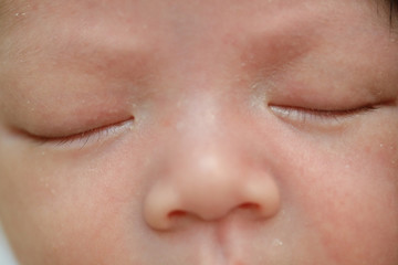 Obraz premium close up eye of cute newborn baby sleeping sweet dream