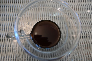 hot black coffee drink in cafe