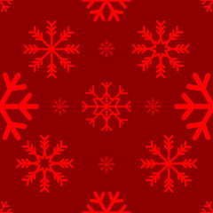 Naklejka na ściany i meble Snowflakes seamless pattern and red background. Vector illustration.