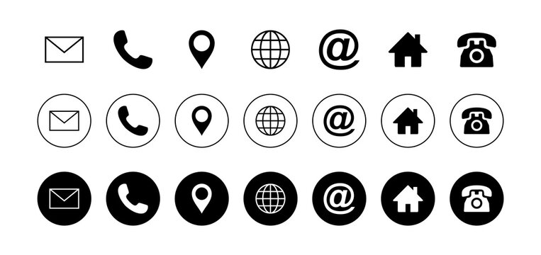 Web icon set. Contact us icons. web icons set for computer. website and mobile apps