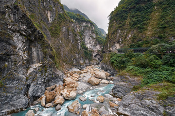 Mountains and the gorge in the Taroko national park in Taiwan