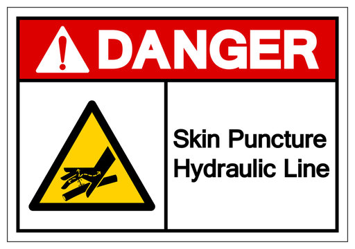 Danger Skin Puncture Hydraulic Line Symbol Sign, Vector Illustration, Isolate On White Background Label .EPS10