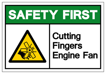 Safety First Cutting of Fingers Or Hand Engine Fan Symbol Sign, Vector Illustration, Isolate On White Background Label .EPS10
