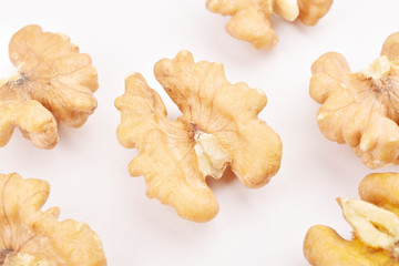close up of walnut isolated on white background