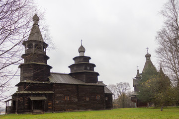 Fototapeta na wymiar old wooden church in the russia. Veliky Novgorod